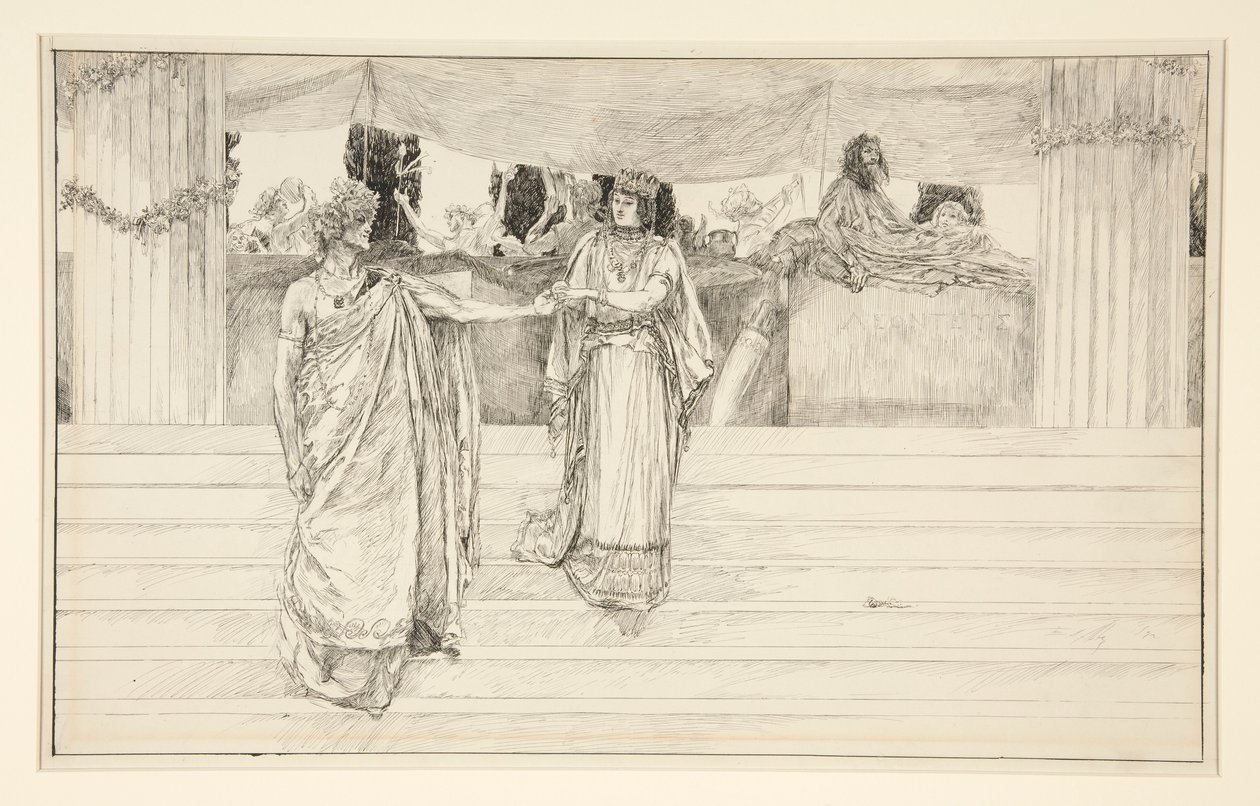 Hermione könyörög Polixenesnek – I. felvonás, II. jelenet, A tél alkotó: Edwin Austin Abbey