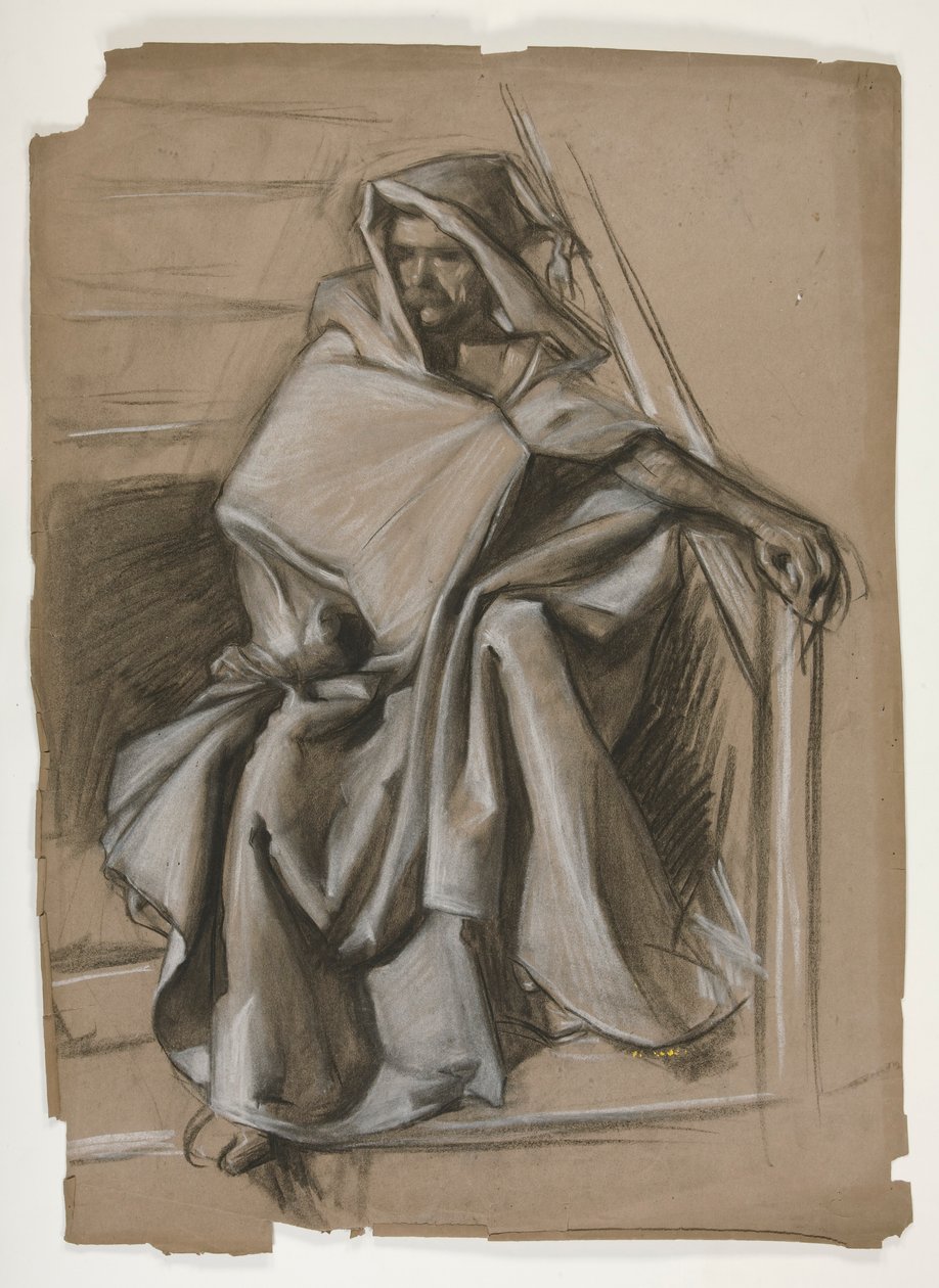 Szent Grál sorozat. Hodded alak tanulmány. alkotó: Edwin Austin Abbey