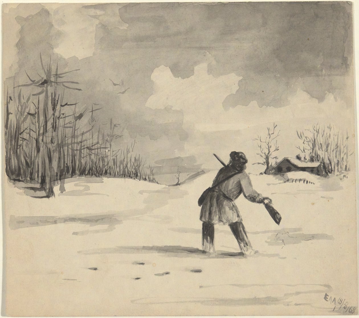 Hunter in Snow alkotó: Edwin Austin Abbey
