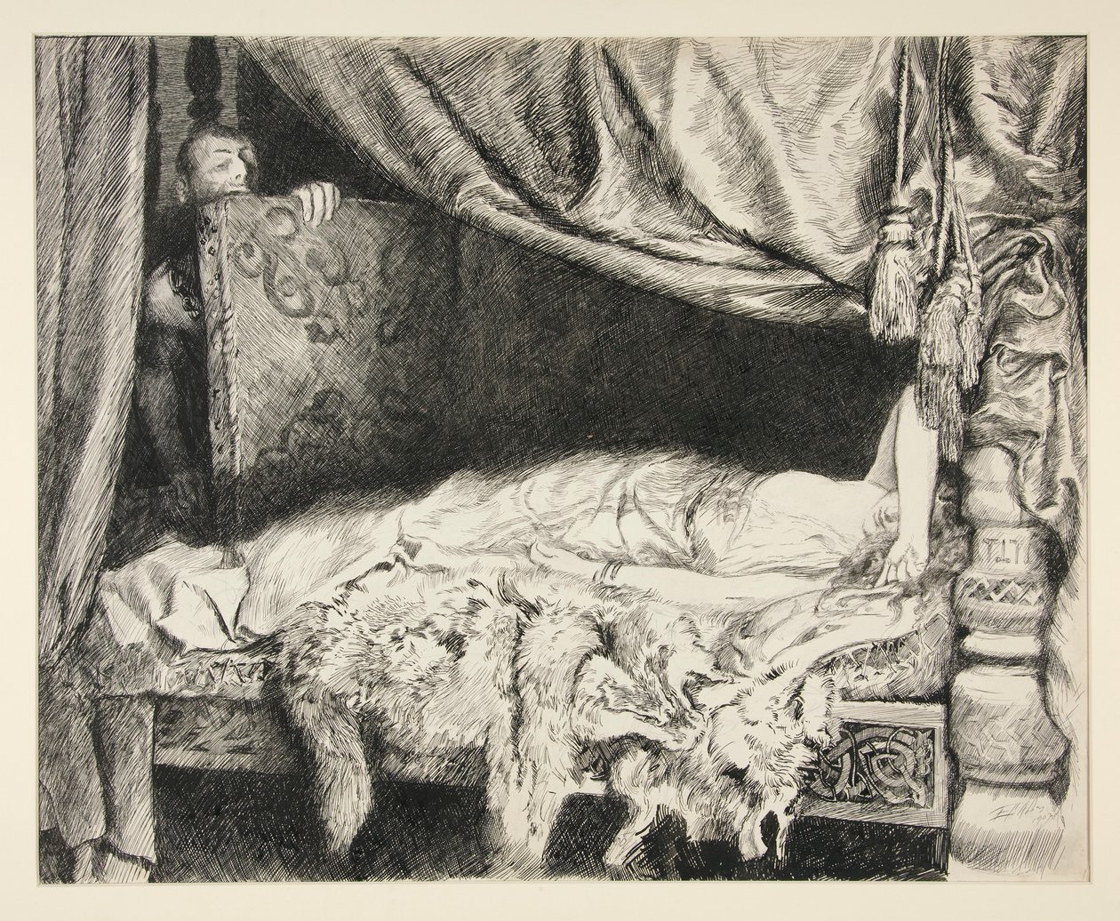 Iachimo lop a csomagtartóból – II. felvonás, II. jelenet, Cymbeline alkotó: Edwin Austin Abbey