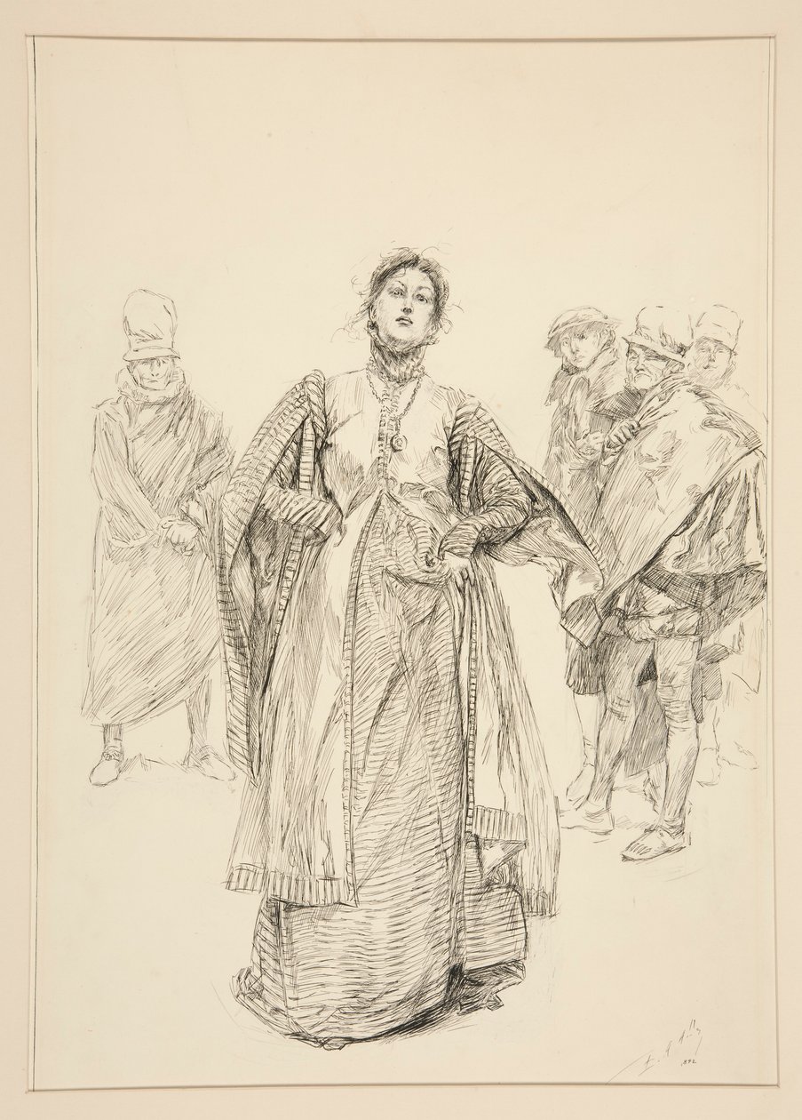 Katharina, illusztráció az I. felvonás i. jelenetéhez, A cickány megszelídítése alkotó: Edwin Austin Abbey