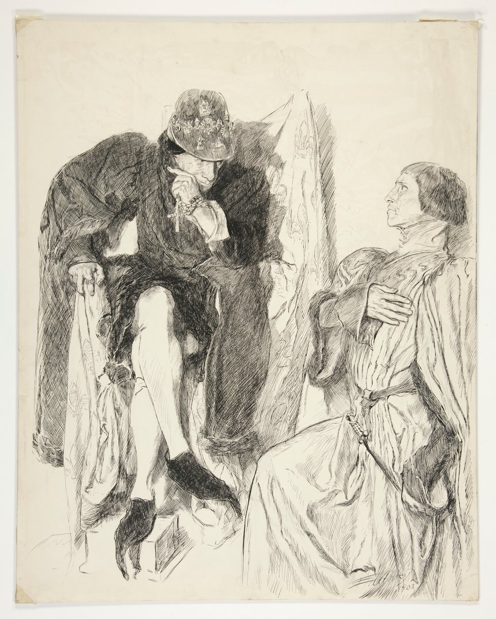 XI. Lajos király – III. felvonás, III. jelenet, VI. Henrik király (III. rész) alkotó: Edwin Austin Abbey