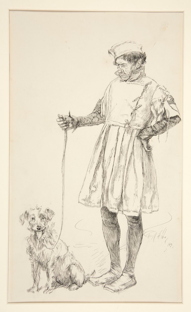 Launce és kutyája, a IV. felvonás iv. jelenetéből, Két veronai úriember alkotó: Edwin Austin Abbey