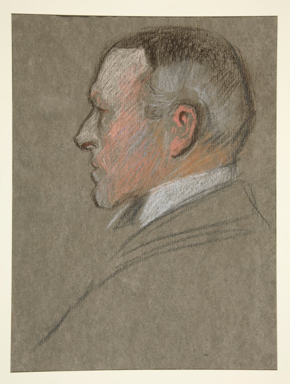 A férfi bal oldali profilú feje, Edward koronázása alkalmából. VII alkotó: Edwin Austin Abbey