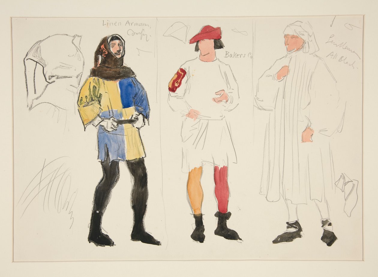 Vászonjelmez, Baker jelmez, Gentleman: jelmezvázlat Henry Irving számára alkotó: Edwin Austin Abbey