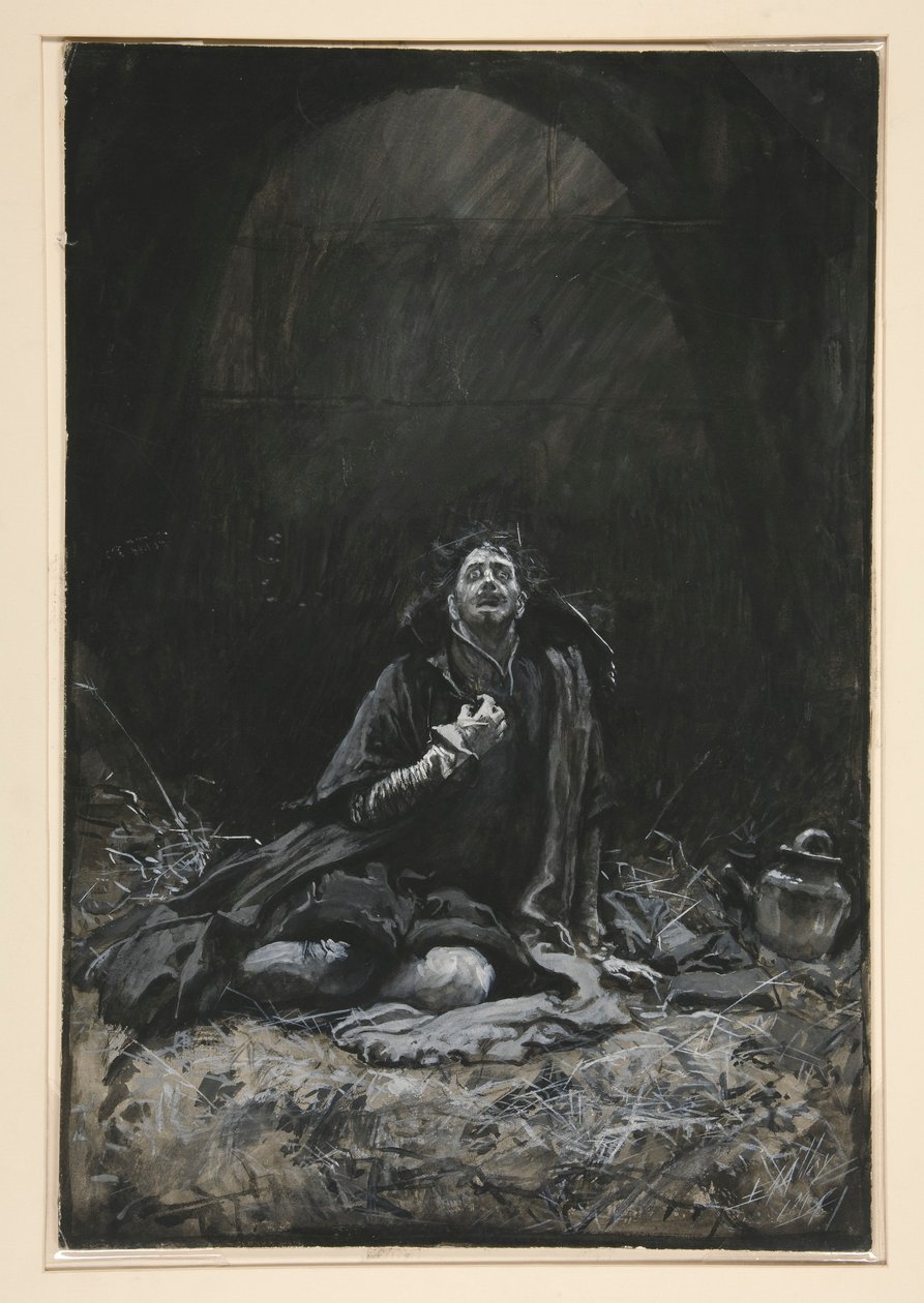 Malvolio a börtönben, illusztráció a III. felvonáshoz, iv. jelenet, Tizenkettedik éjszaka alkotó: Edwin Austin Abbey