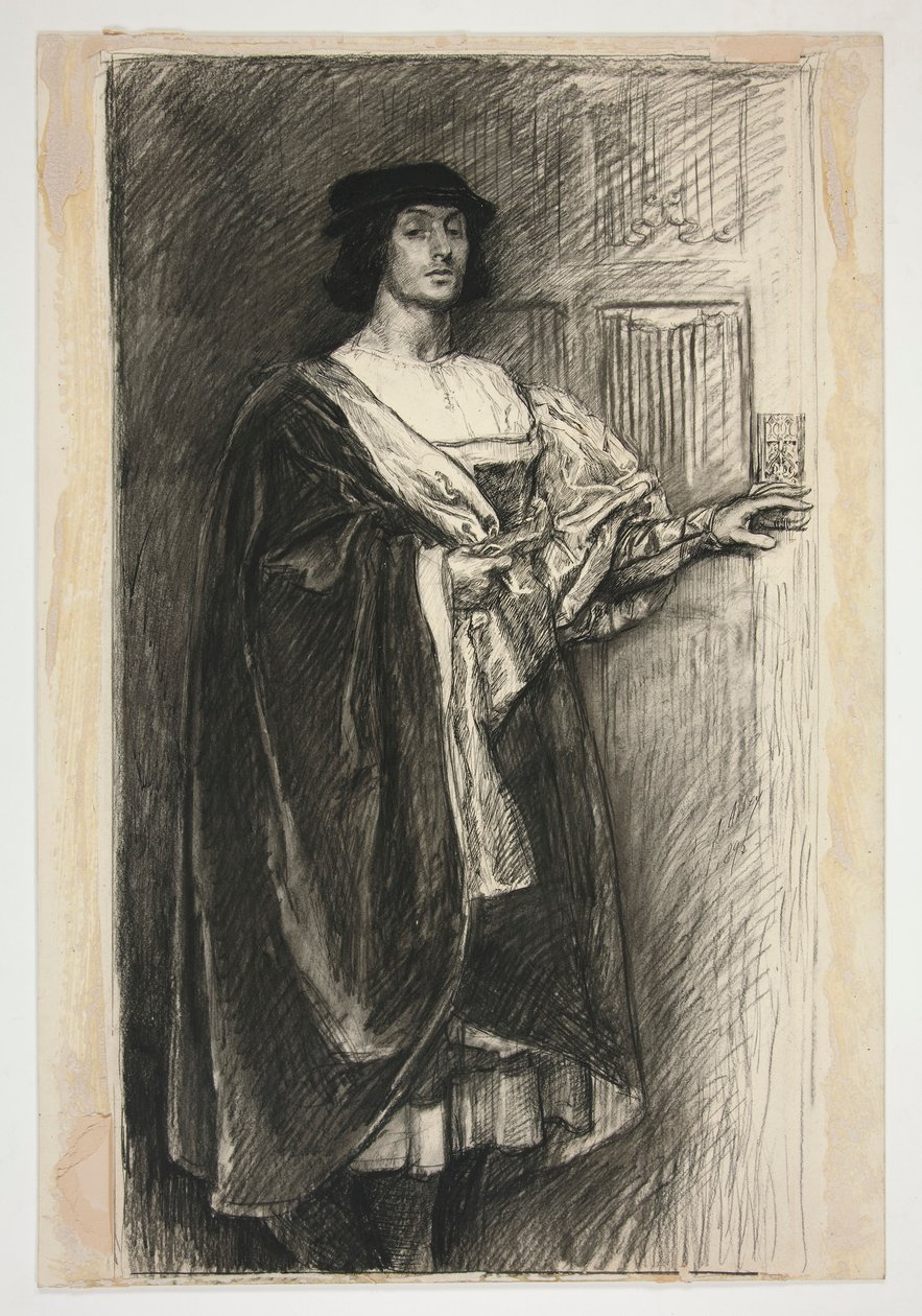 Férfi reneszánsz jelmezben - (azonosítatlan illusztráció egy Shakespeare-darabhoz?) alkotó: Edwin Austin Abbey