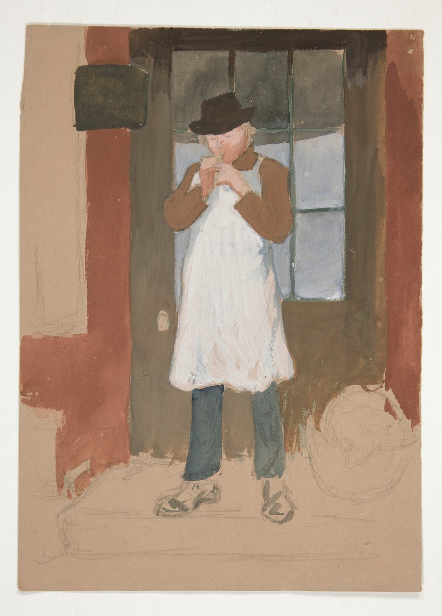 Férfi világítás egy csövet az ajtóban - azonosítatlan illusztráció alkotó: Edwin Austin Abbey