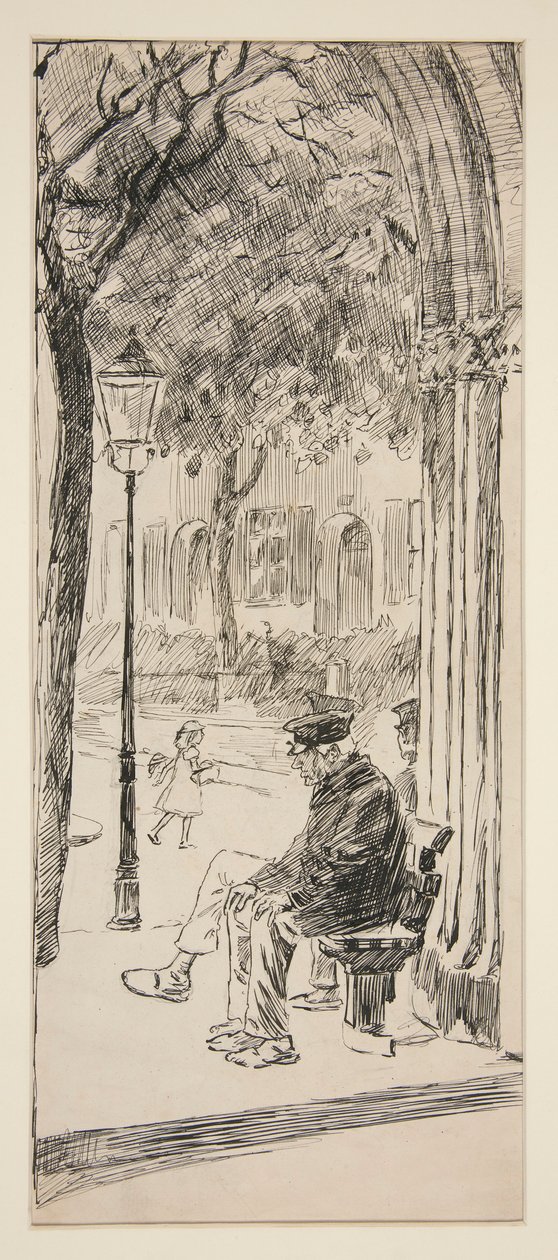 Férfi a padon - azonosítatlan illusztráció alkotó: Edwin Austin Abbey