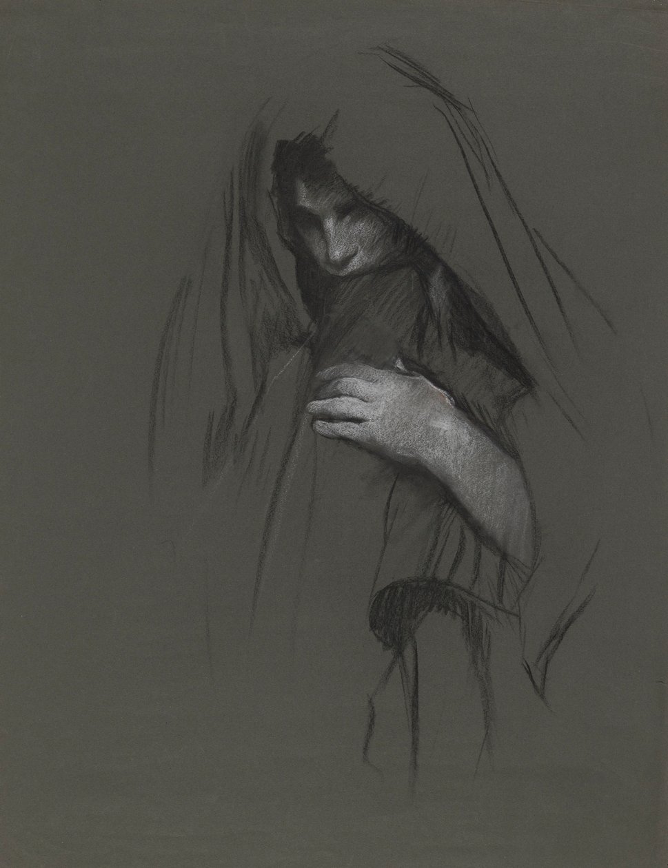Mária, Kleofás felesége, tanulmányozza a Három Máriát alkotó: Edwin Austin Abbey