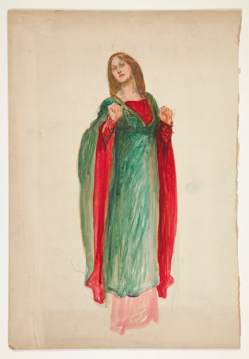 Középkori hölgy, vázlat egy azonosítatlan Shakespeare-darabhoz alkotó: Edwin Austin Abbey