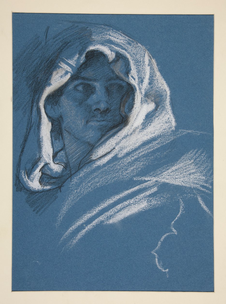 Egy csuklyás fiatalember portréja alkotó: Edwin Austin Abbey