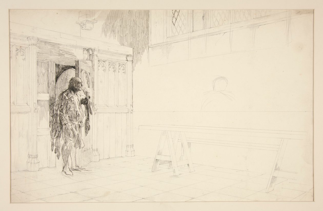 Előzetes vázlat a Merry Wives of Windsorhoz alkotó: Edwin Austin Abbey