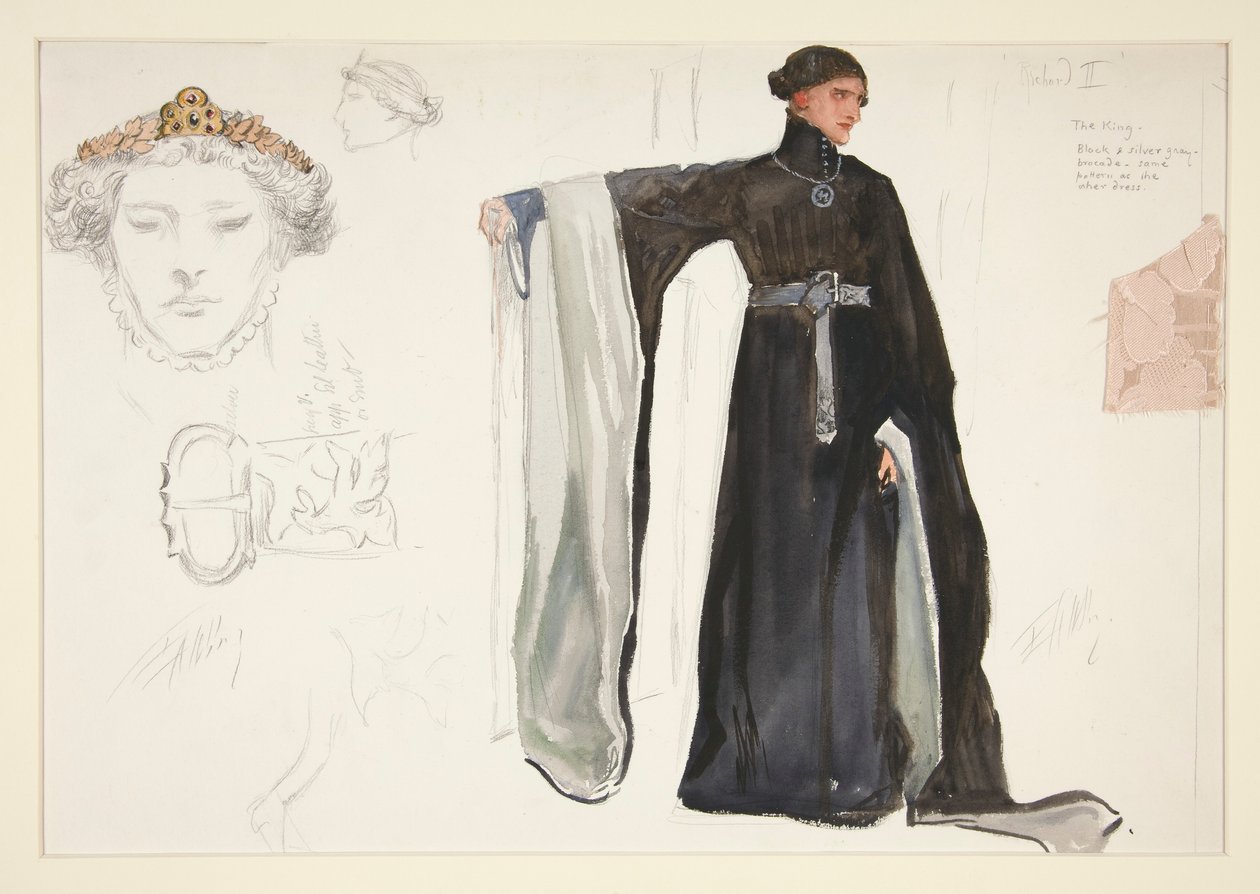 Richard II (feketében), jelmezvázlat Henry Irving számára alkotó: Edwin Austin Abbey