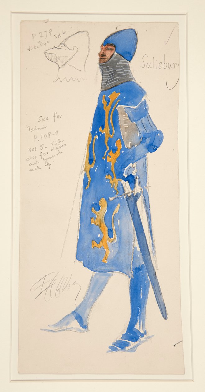 Salisbury (fegyveres), jelmezvázlat Henry Irving számára alkotó: Edwin Austin Abbey