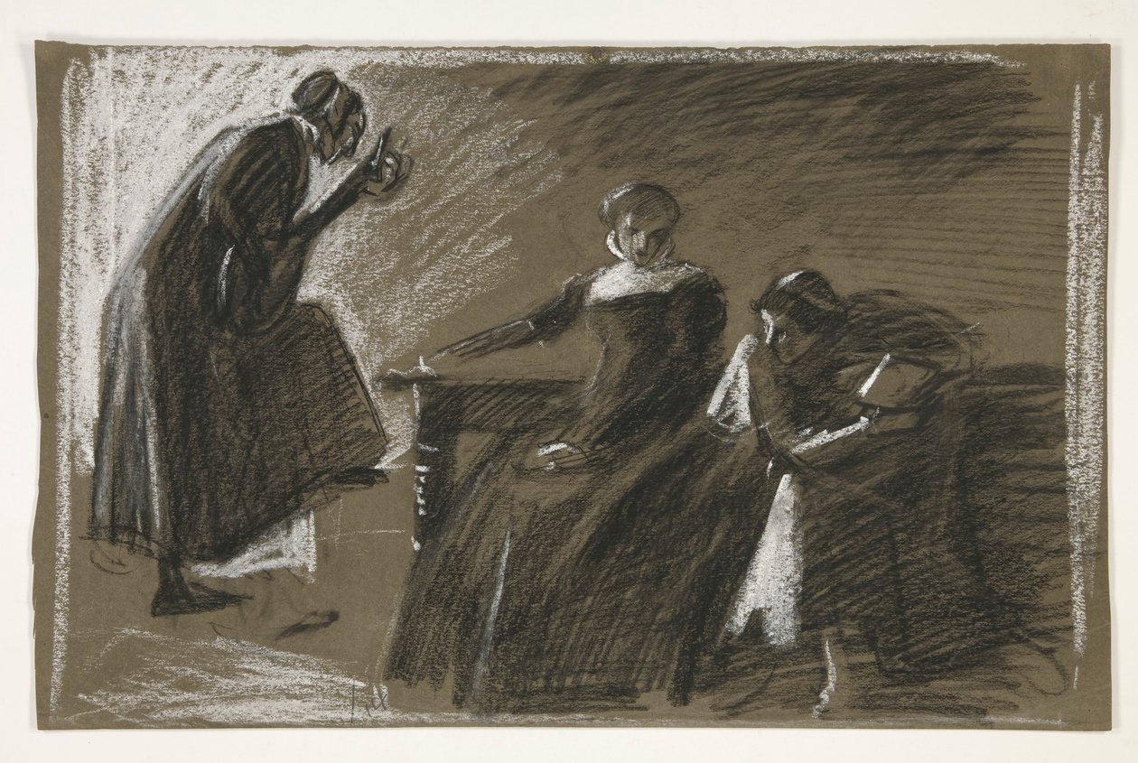 Vázlat egy azonosítatlan Shakespeare-darabhoz alkotó: Edwin Austin Abbey