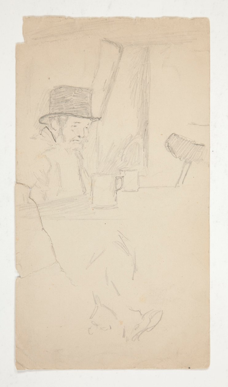 Vázlat egy nyomorék férfiról, aki az asztalnál ül a bárban alkotó: Edwin Austin Abbey
