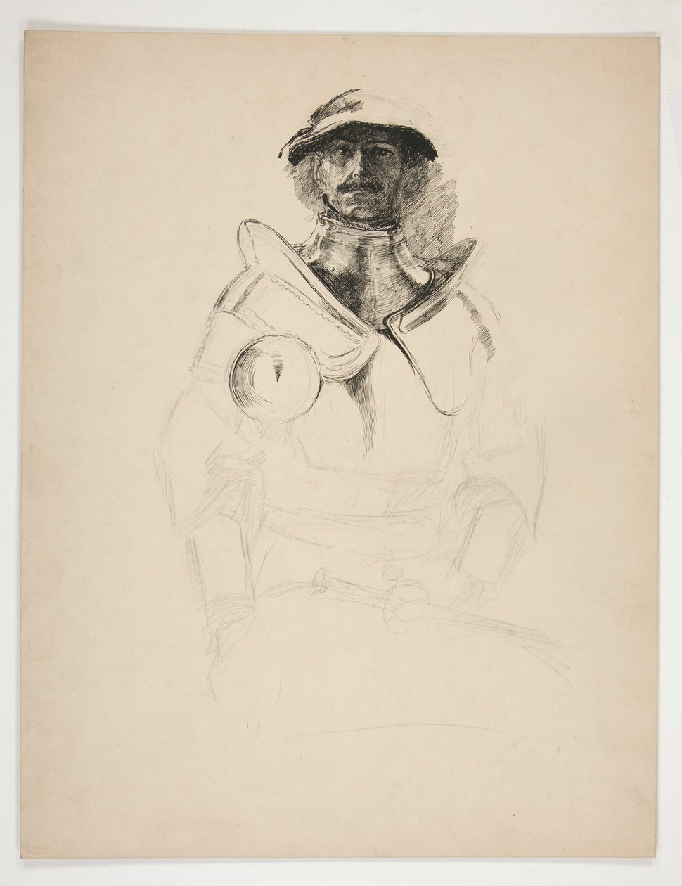 Vázlat egy páncélos lovagról alkotó: Edwin Austin Abbey