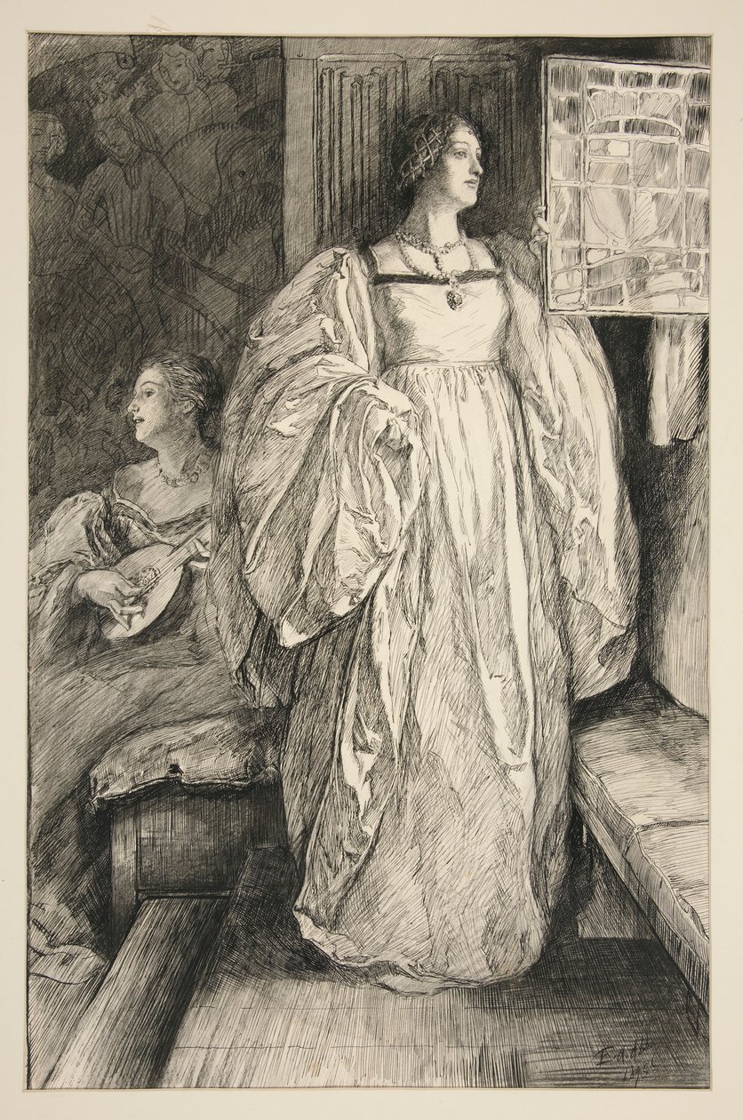 Vázlat egy hölgyről, illusztráció a számára alkotó: Edwin Austin Abbey