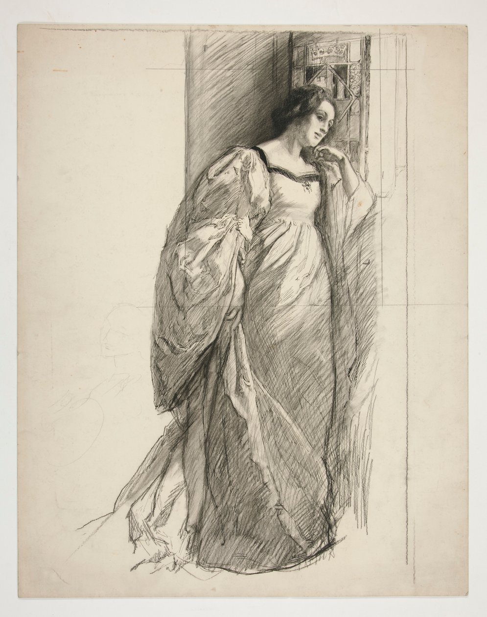Sketch of a lady, illustration for    1335356   hu       hungarian Successfully Translated  Original: Tempel met twee ineengeklonken harten Translat: Tempel met twee ineengeklonken harten 1387432 hu hungarian Successfully Translated Original: Vuurwerk in d alkotó: Edwin Austin Abbey
