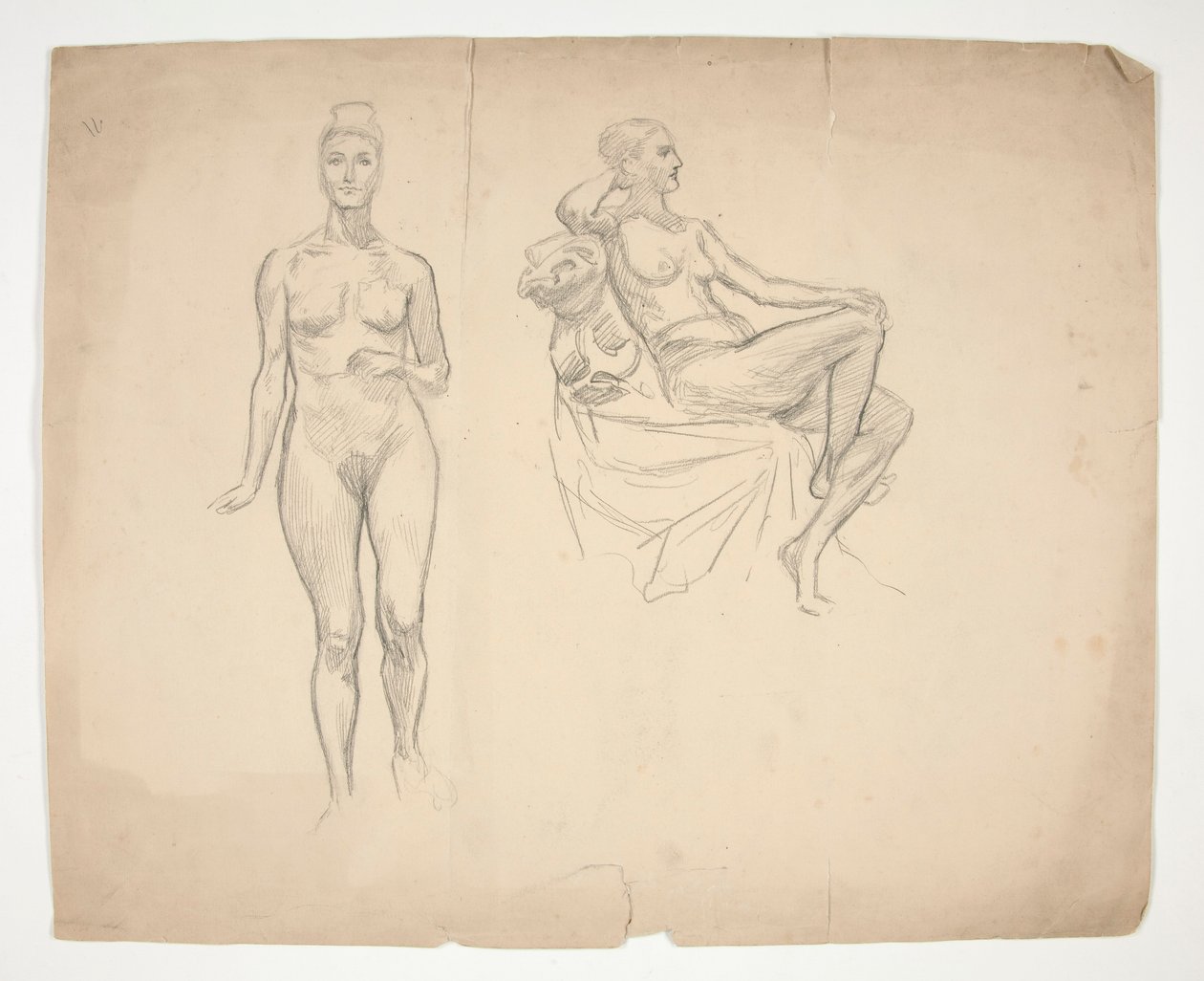 Vázlat egy modellről két pózban alkotó: Edwin Austin Abbey