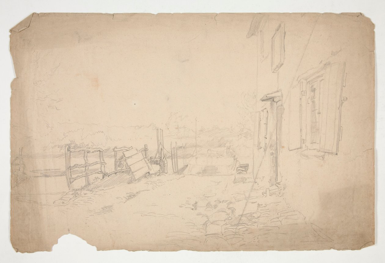 Egy vidéki ház külső vázlata alkotó: Edwin Austin Abbey