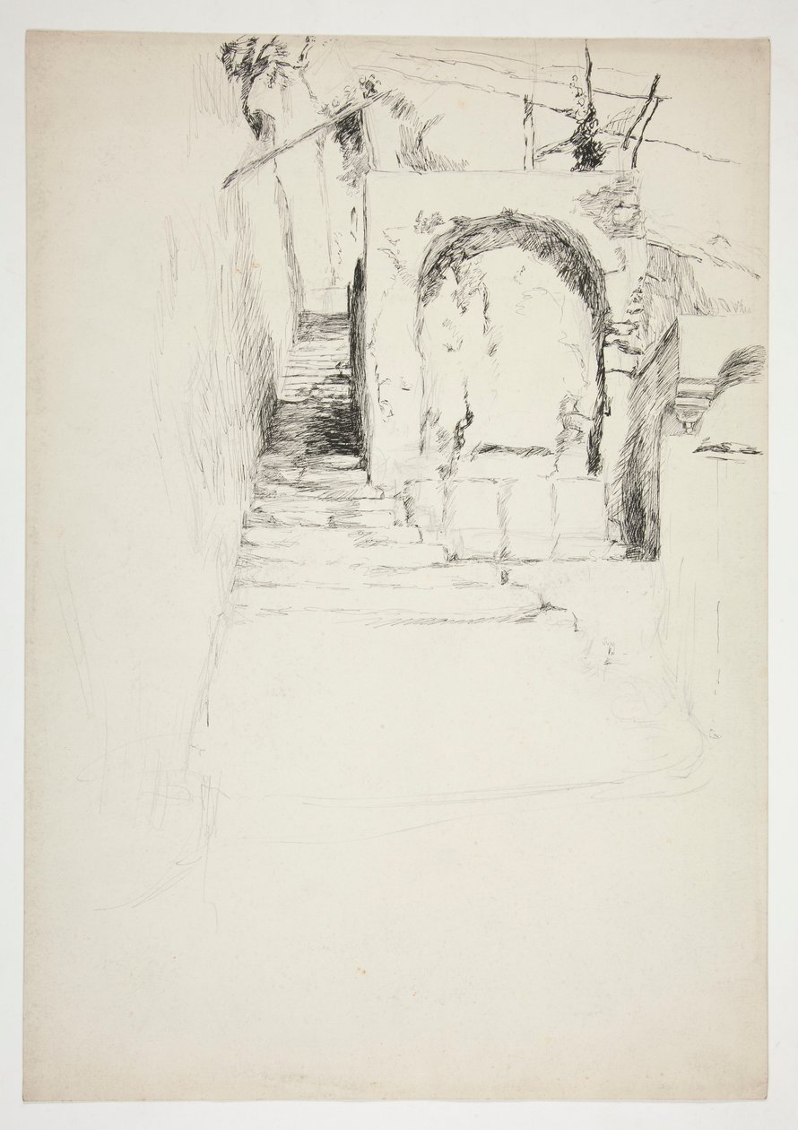 Sketch of an outdoor stairway (Italian pergola, for book illustration)   1333545   hu       hungarian Successfully Translated  Original: Vignet til "Gennem Frankrig" Translat: Vignet til "Gennem Frankrig" 1300783 hu hungarian Successfully Translated Origin alkotó: Edwin Austin Abbey