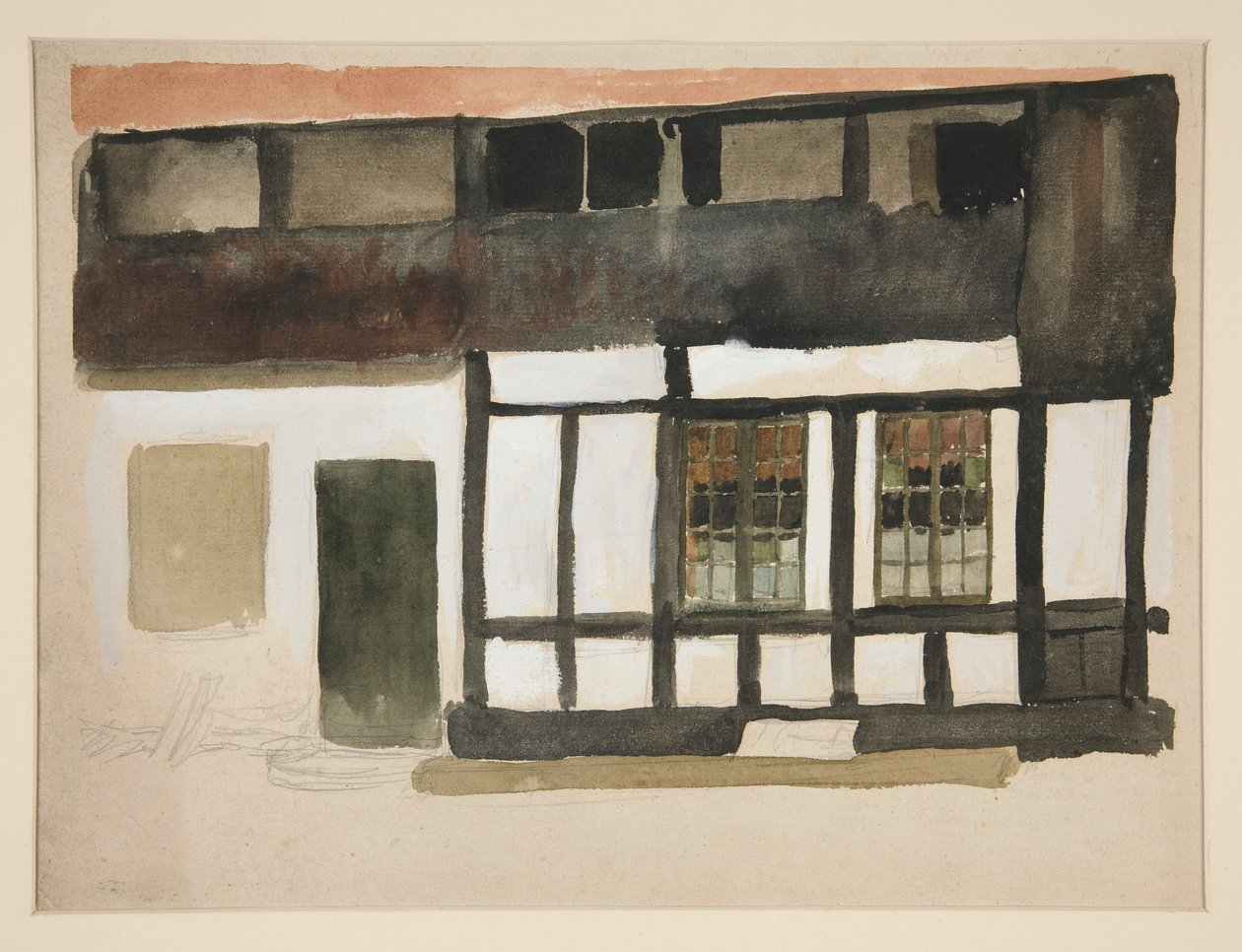 Egy Tudor-ház külső vázlata alkotó: Edwin Austin Abbey