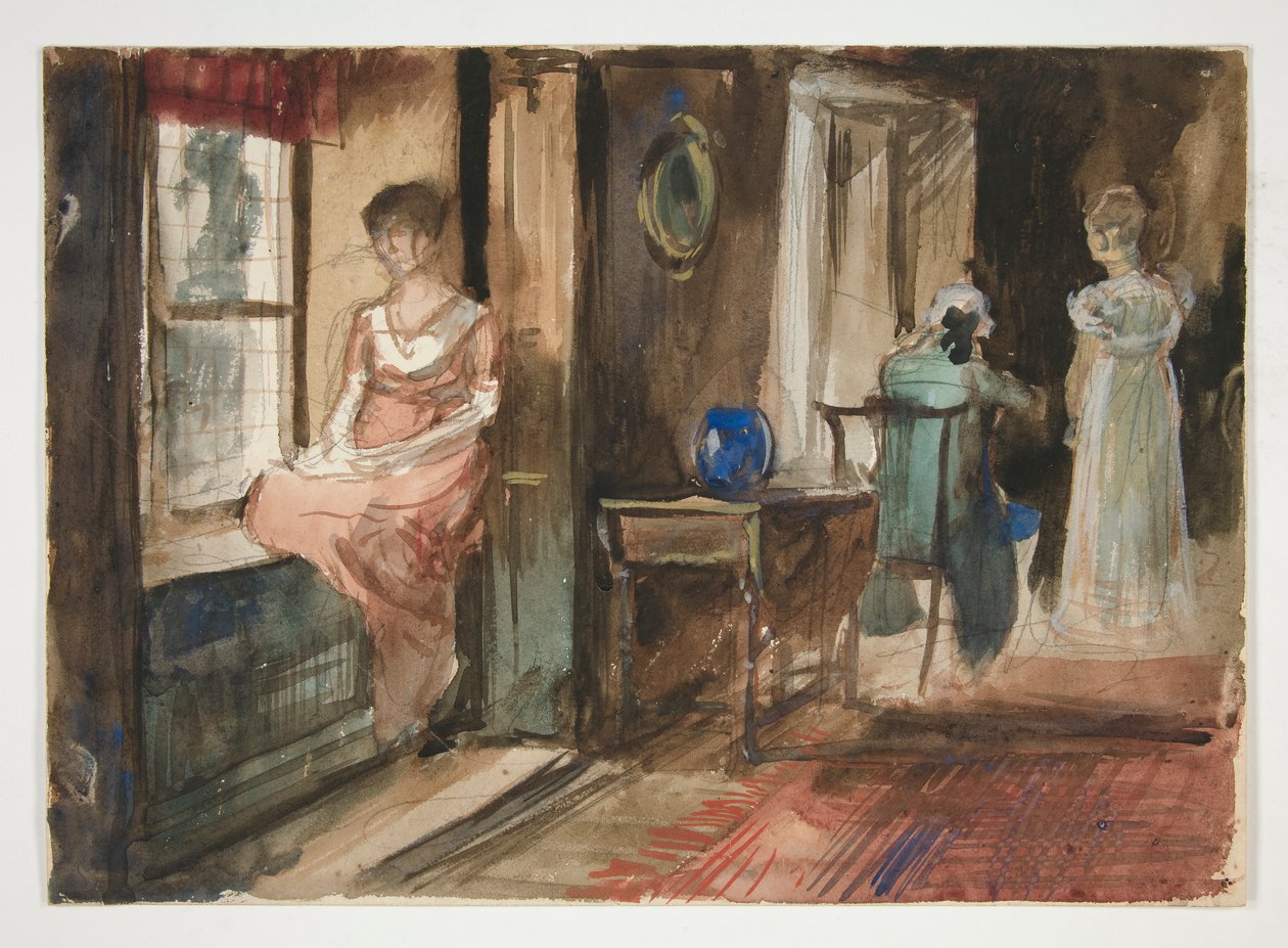 Vázlat figurák egy belső térben alkotó: Edwin Austin Abbey