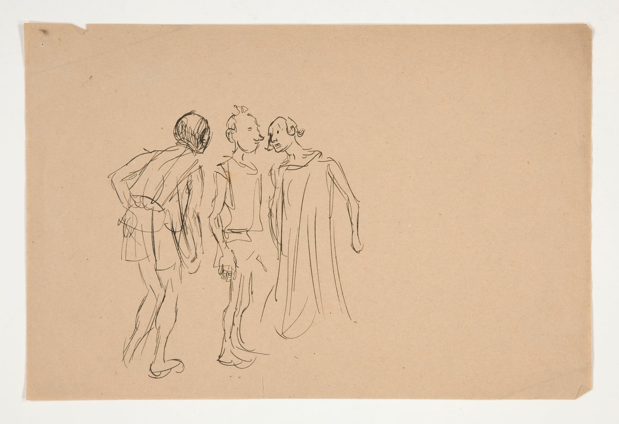 Három férfi vázlata (1937.1072-es tanulmány?), a Velencei Kereskedőtől alkotó: Edwin Austin Abbey