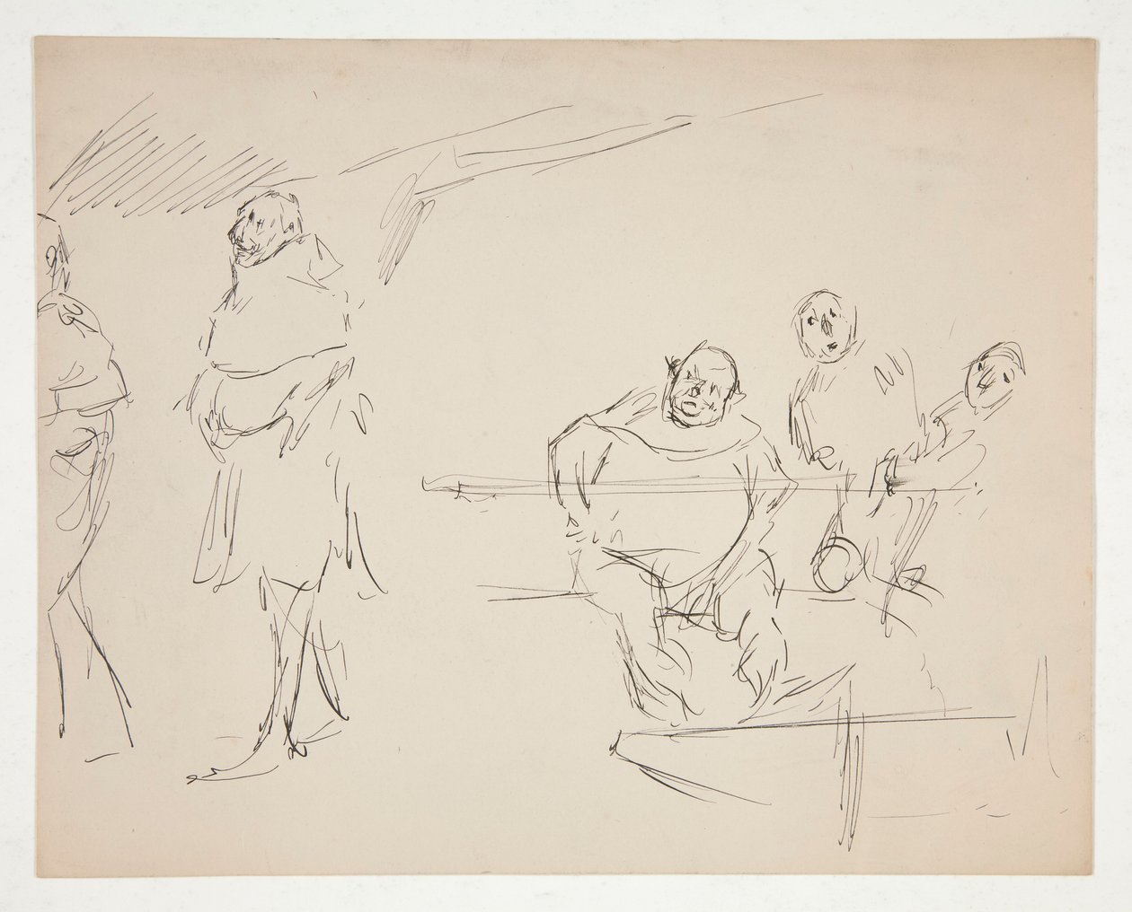 Tanulmányok egy azonosítatlan Shakespeare-darabhoz (Falstaff?) (recto és verso) alkotó: Edwin Austin Abbey