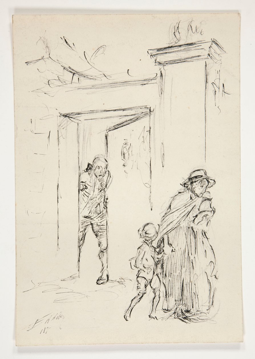 Tanulmány a .1208-hoz – Oliver Goldsmith illusztrációja alkotó: Edwin Austin Abbey