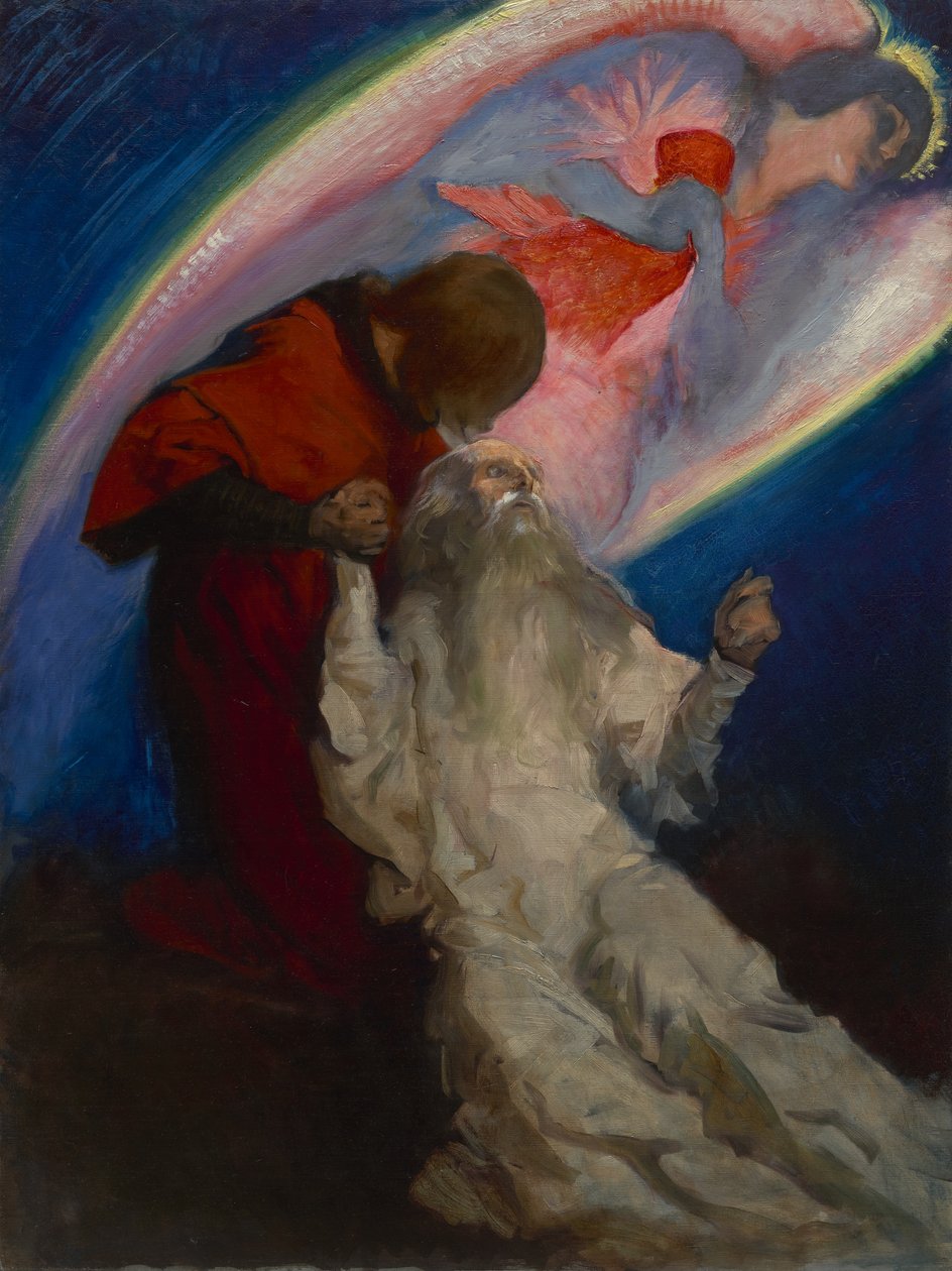 Tanulmány Amfortas számára, amelyet Galahad adott ki a The Quest and Achievement of the Holy Grail című könyvében, 1893-1901 alkotó: Edwin Austin Abbey