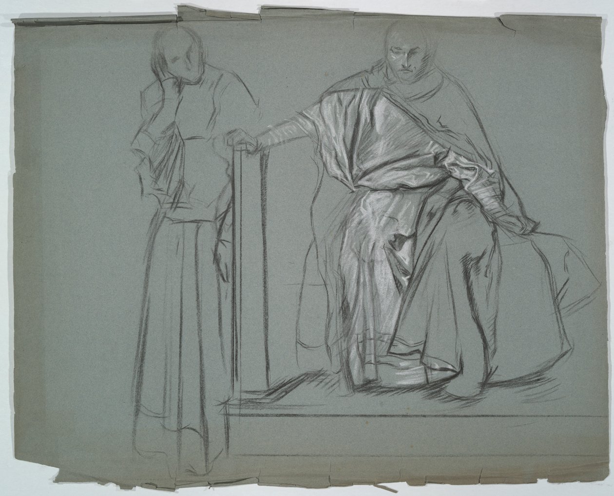 Tanulmány King és kísérői számára Hamletben alkotó: Edwin Austin Abbey