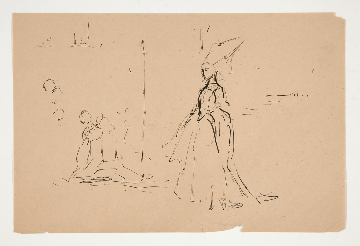 Tanulmány a papnak és a nagyasszonynak (akvarell) alkotó: Edwin Austin Abbey