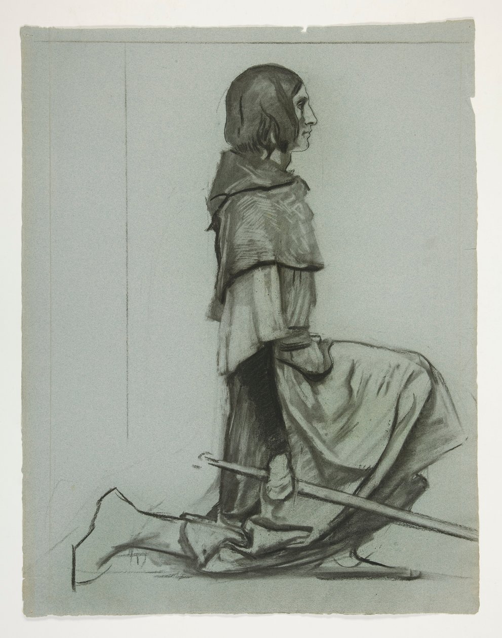 Tanulmány A kastély kulcsához, A Szent Grál küldetéséből (15 festménysorozat a bostoni közkönyvtár számára, 1901-ben fejeződött be) alkotó: Edwin Austin Abbey