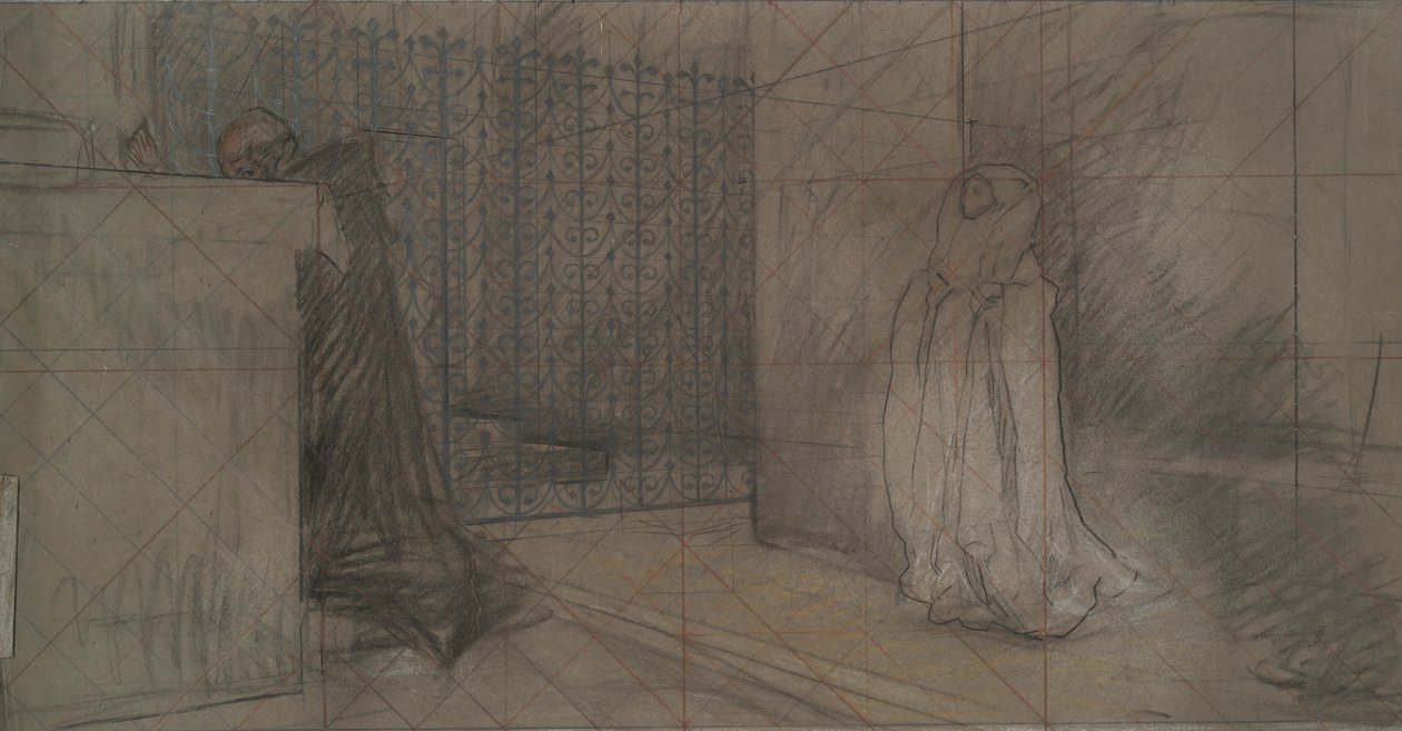 Tanulmány a papnak és a nagyasszonynak alkotó: Edwin Austin Abbey