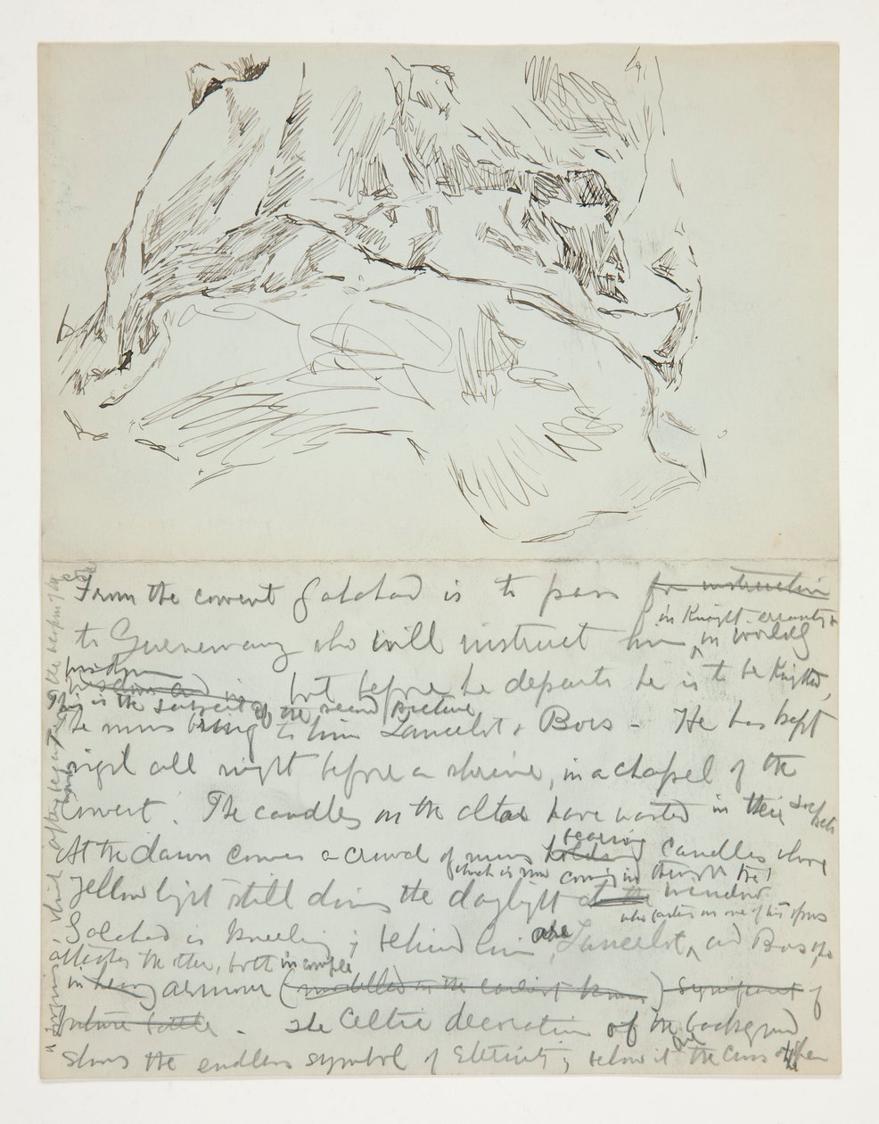 Study for The Quest of the Holy Grail (tizenöt festményből álló sorozat a Boston Public Library számára, 1901-ben fejeződött be): a drapériák tanulmányozása alkotó: Edwin Austin Abbey