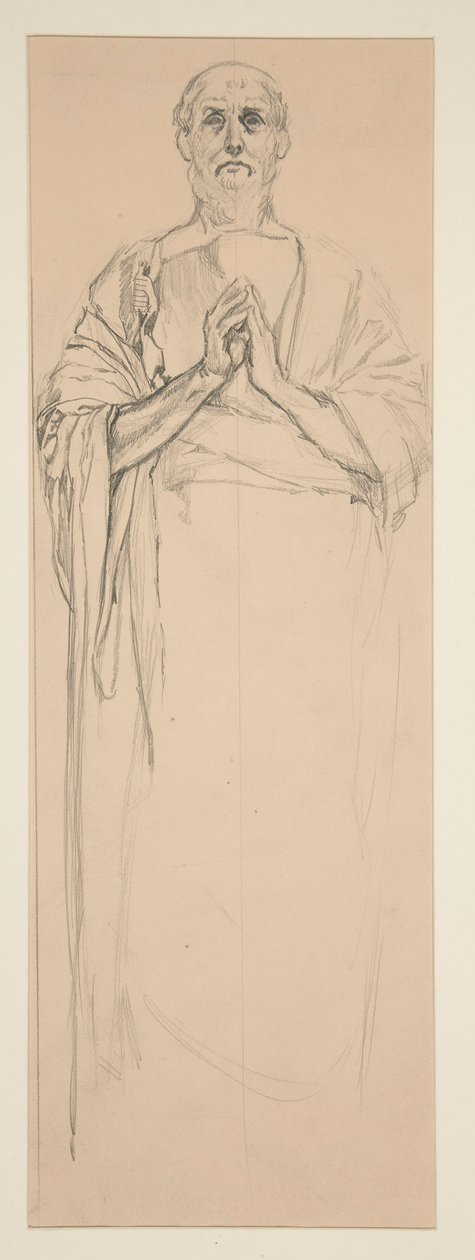 Tanulmány egy ólomüveg ablakhoz, amely a párizsi Szent Pétert ábrázolja alkotó: Edwin Austin Abbey