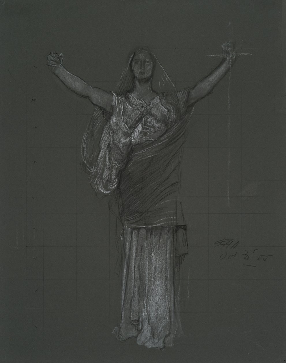Tanulmány törvény allegorikus alakjához, rondelhez a Pennsylvania állam fővárosának rotundájában, Harrisburg, 1902-1911 alkotó: Edwin Austin Abbey