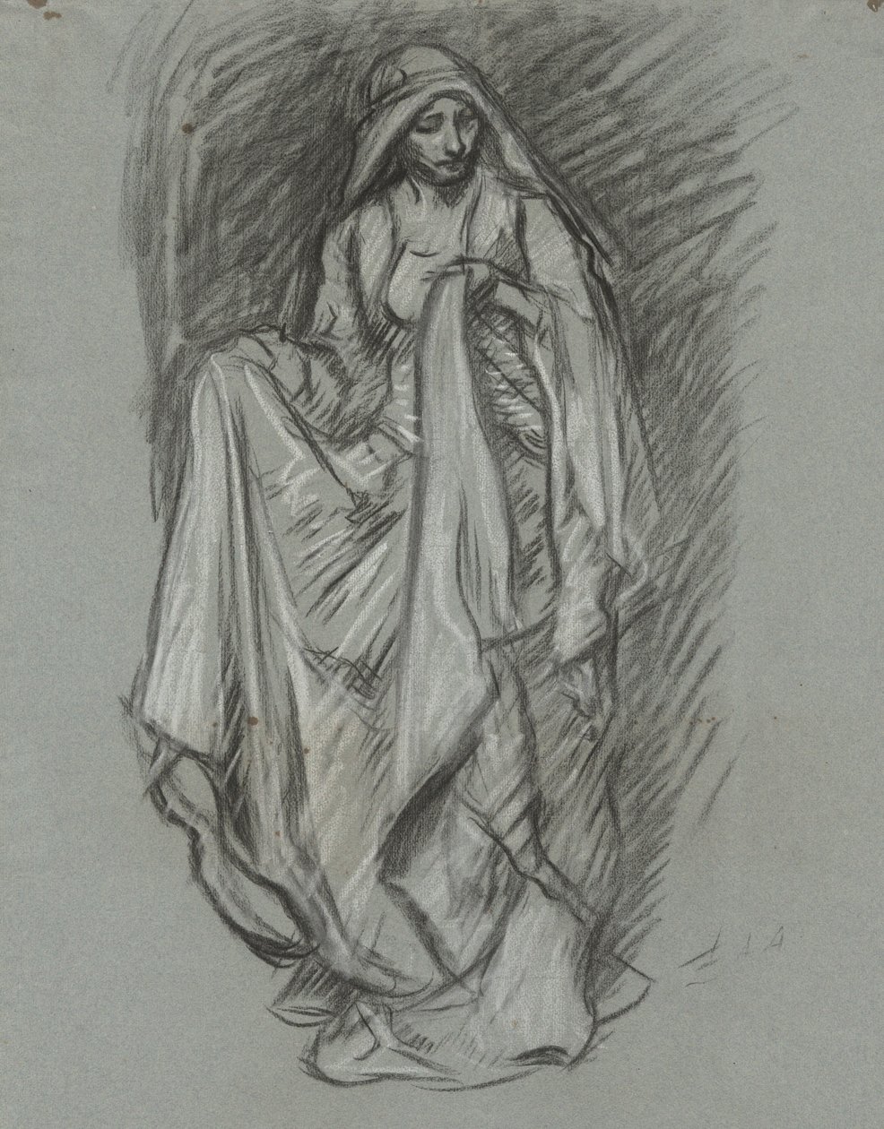 Tanulmány terített nőknek, alaktanulmány a Szent Grál küldetéséhez (15 festménysorozat a Boston Public Library számára, 1901-ben fejeződött be) alkotó: Edwin Austin Abbey