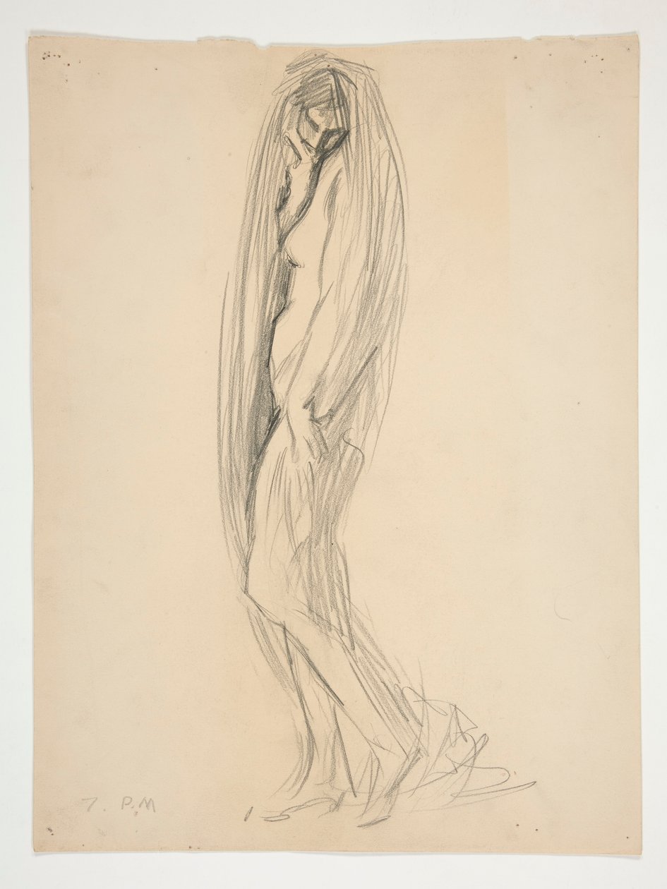 Tanulmány a szám 7 pm számára alkotó: Edwin Austin Abbey