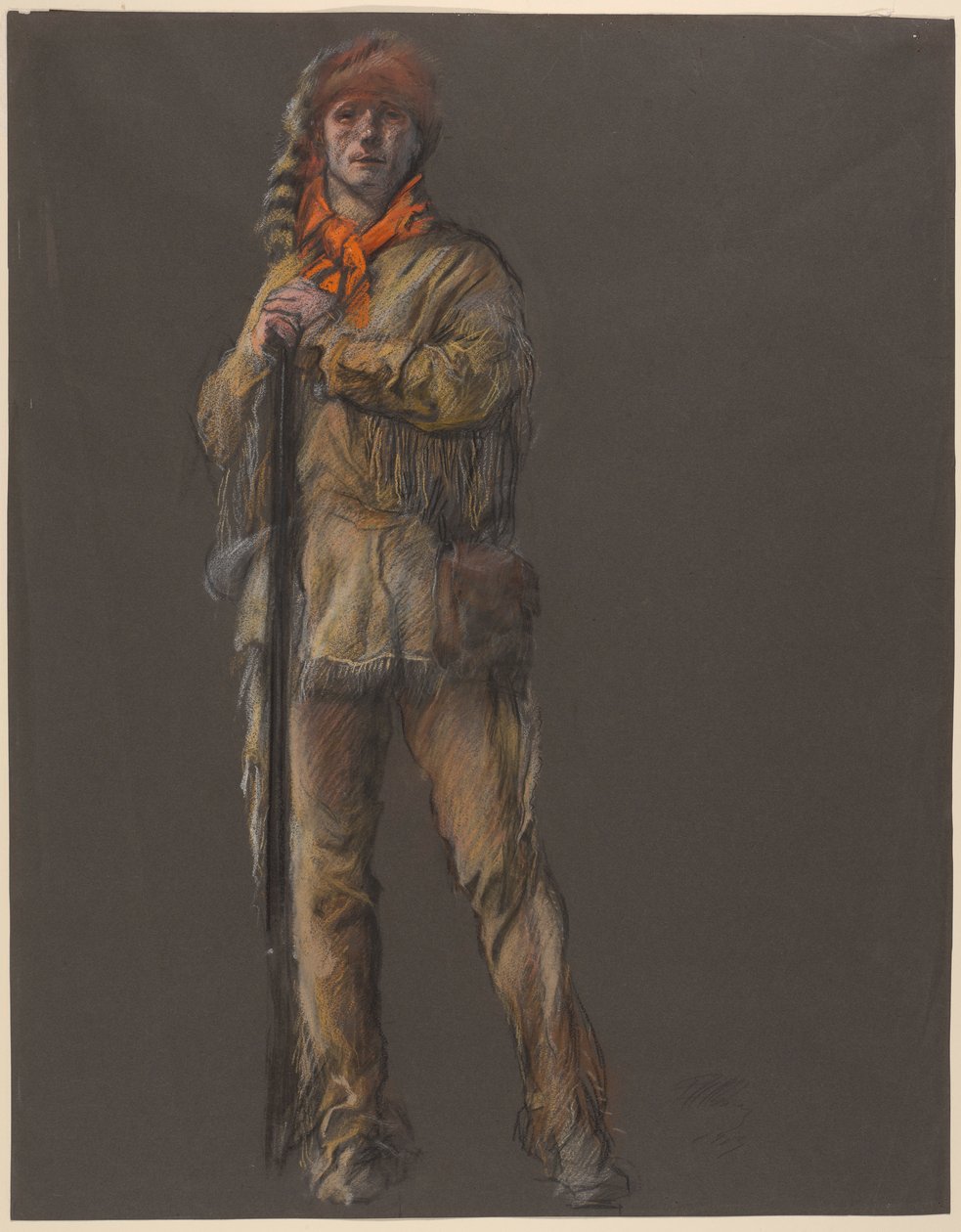 Tanulmány Daniel Boone figurájához, in alkotó: Edwin Austin Abbey