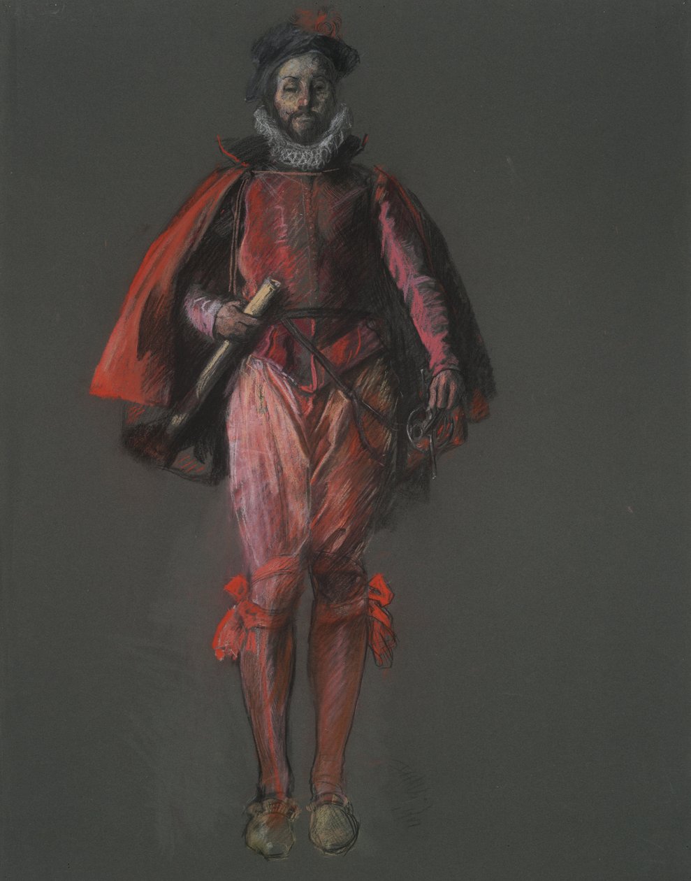 Tanulmány Sir Walter Raleigh figurájához, in alkotó: Edwin Austin Abbey
