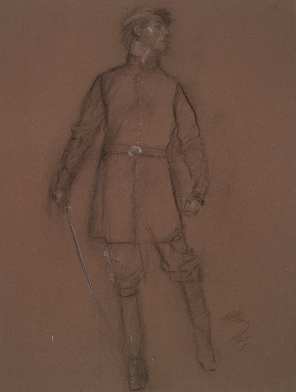 Tanulmány egy polgárháborús tábornok alakjához, in alkotó: Edwin Austin Abbey