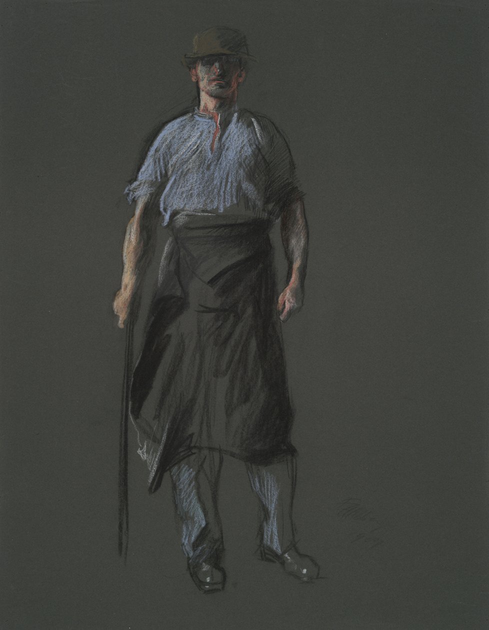 Tanulmány a munkás figurájához, in alkotó: Edwin Austin Abbey