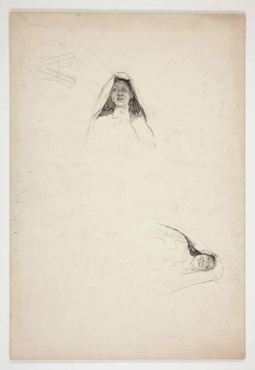 Tanulmány két fejről, Jaquenetta, a szerelemből alkotó: Edwin Austin Abbey