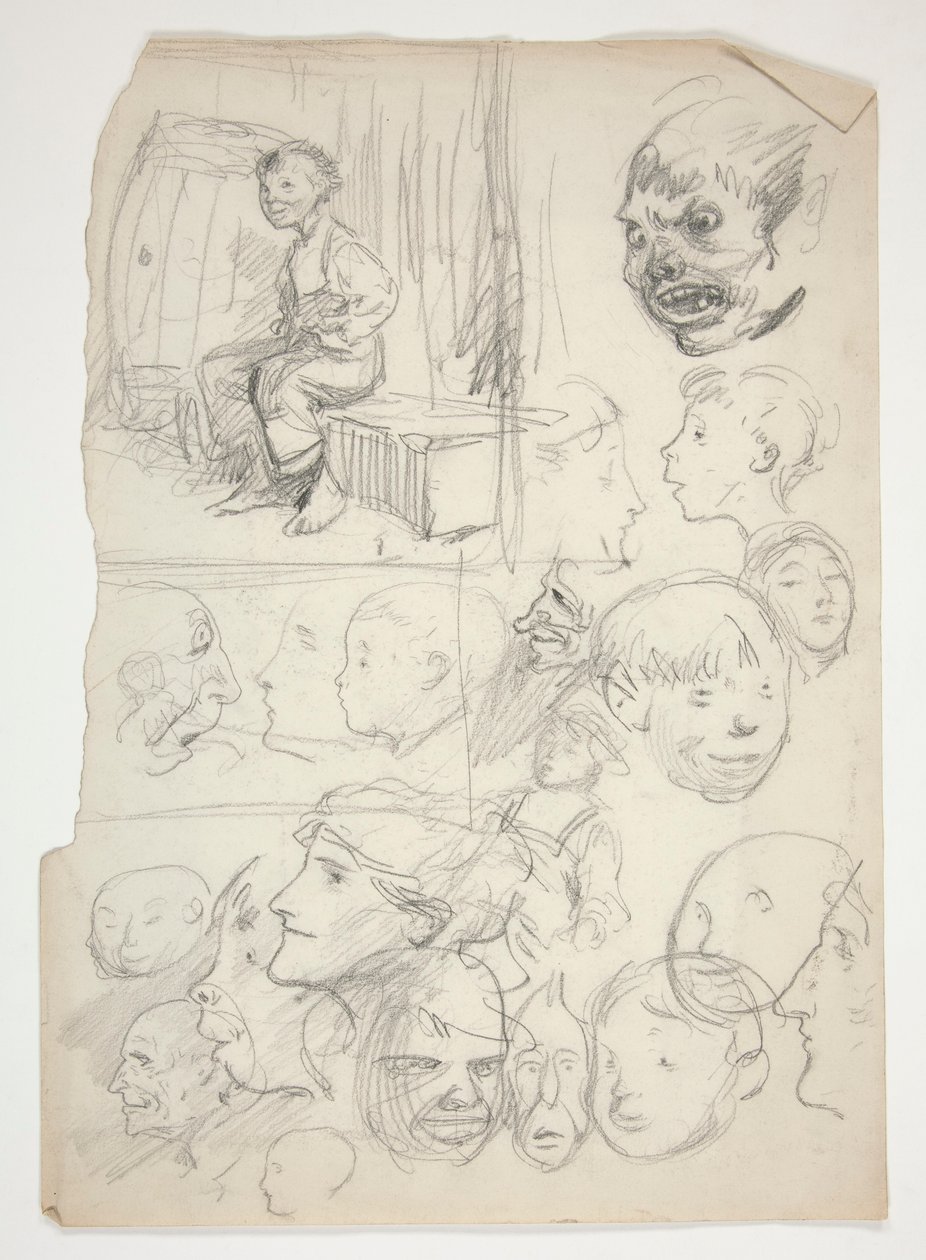 Egy fiú tanulmányozása, az arcok tanulmányozása alkotó: Edwin Austin Abbey