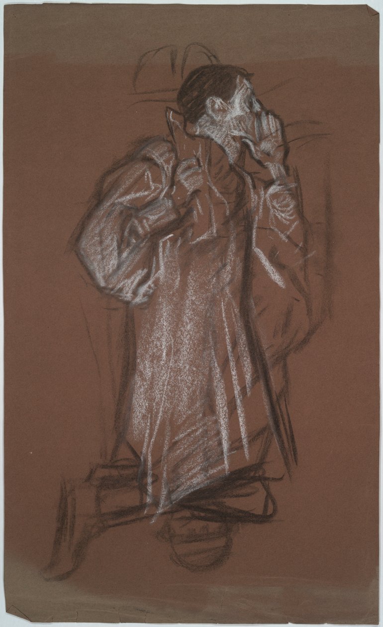 Tanulmány egy térdelő férfiról, esetleg a The World Without számára alkotó: Edwin Austin Abbey