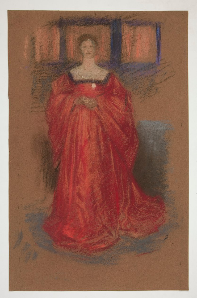 Tanulmány egy nőről reneszánsz kosztümben – (azonosítatlan illusztráció egy Shakespeare-darabhoz?) alkotó: Edwin Austin Abbey